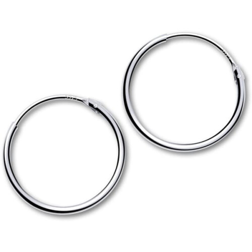 S925 Silver Hoop Earrings Round Unisex 1 Pair
