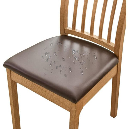 Dining Chair Covers PU Leather Waterproof Brown