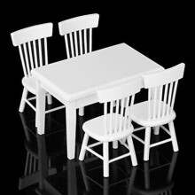 White Dining Table Chair Set 1:12 Miniature Dollhouse