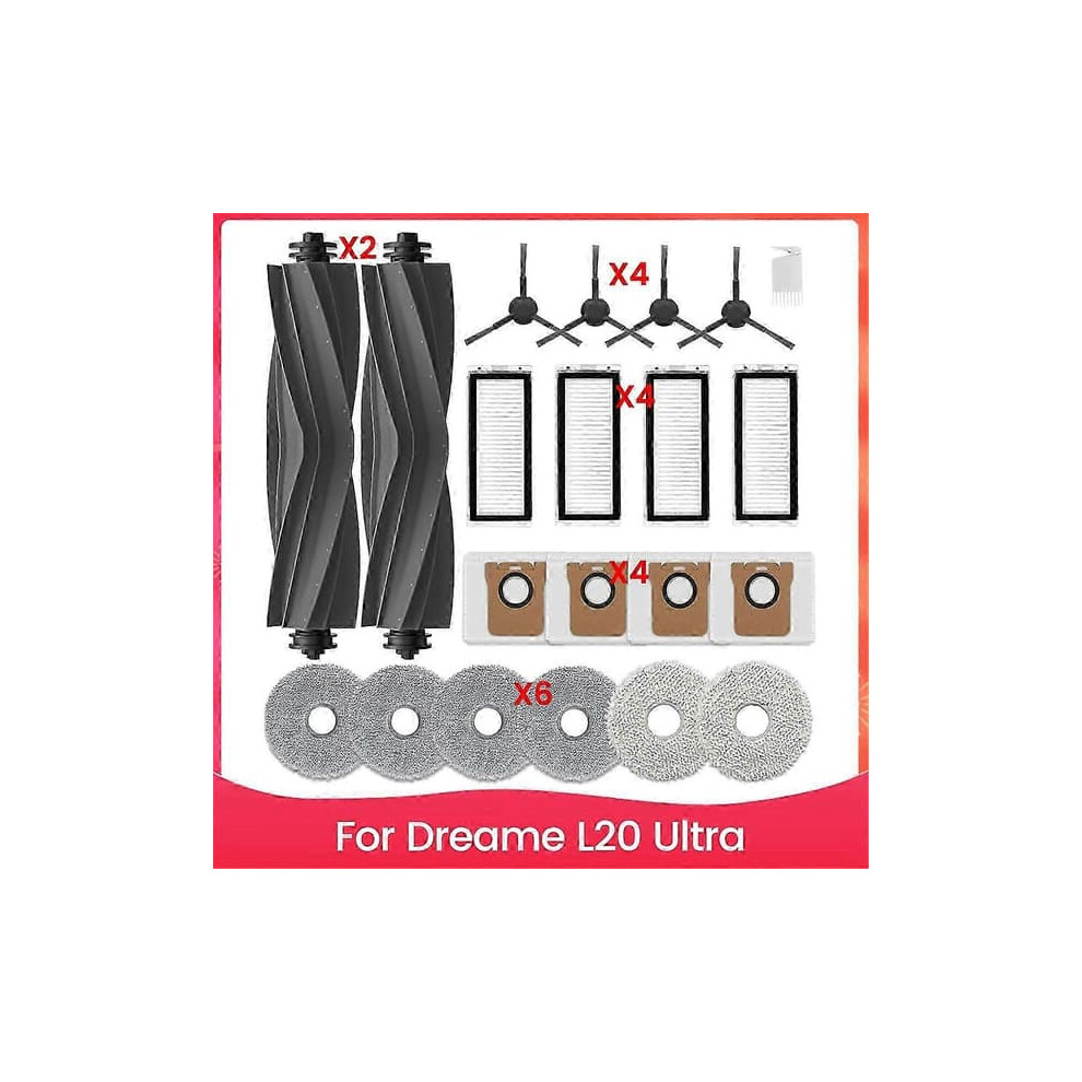 Dreame L20 Ultra replacement parts: main brush, side brush,