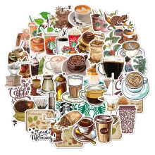 Vintage coffee water cup decals 50 sheets