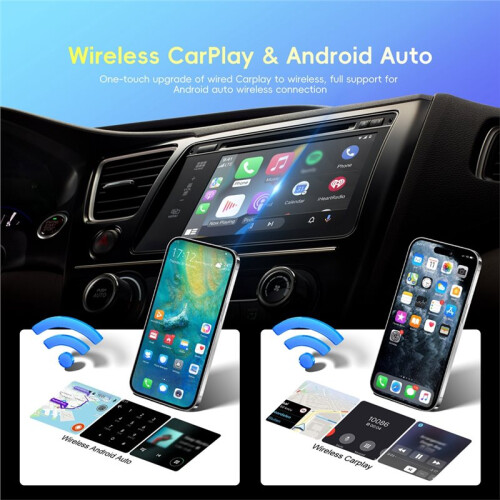 Wireless CarPlay Adapter for Android/IOS (2 in 1) - Upgrade Wired CarPlay,  Size, Plug and 2