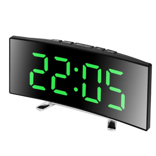 Digital Alarm Clock with 7-inch LED Mirror Screen Green