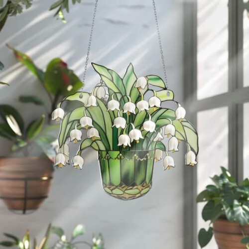 Κρυστάλλινο Κιτ Suncatcher με Κρίνο της Κοιλάδας - Διακόσμηση Βιτρό, Κρεμαστό