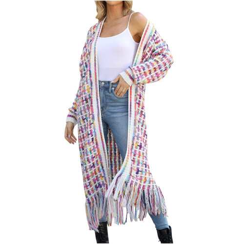 Boho-Cardigan, offener Maxi-Strickpullover, einteilig 1