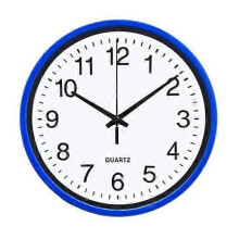 Silent Wall Clock Blue Round Large Numbers