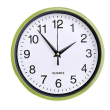 Silent wall clock large numbers round light green