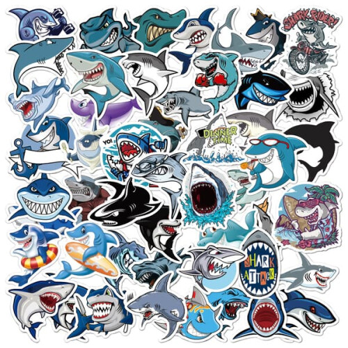 Cartoon Shark Graffiti Stickers L 50
