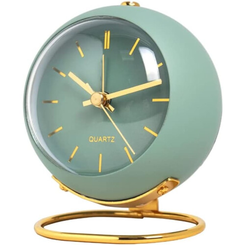 Green Analog Alarm Clock Retro Silent 6-inch