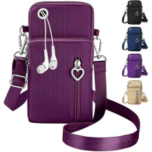 Women's nylon crossbody phone bag with long strap