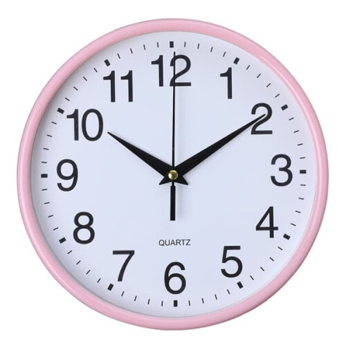 Wall Clock Quartz Pink 12-inch