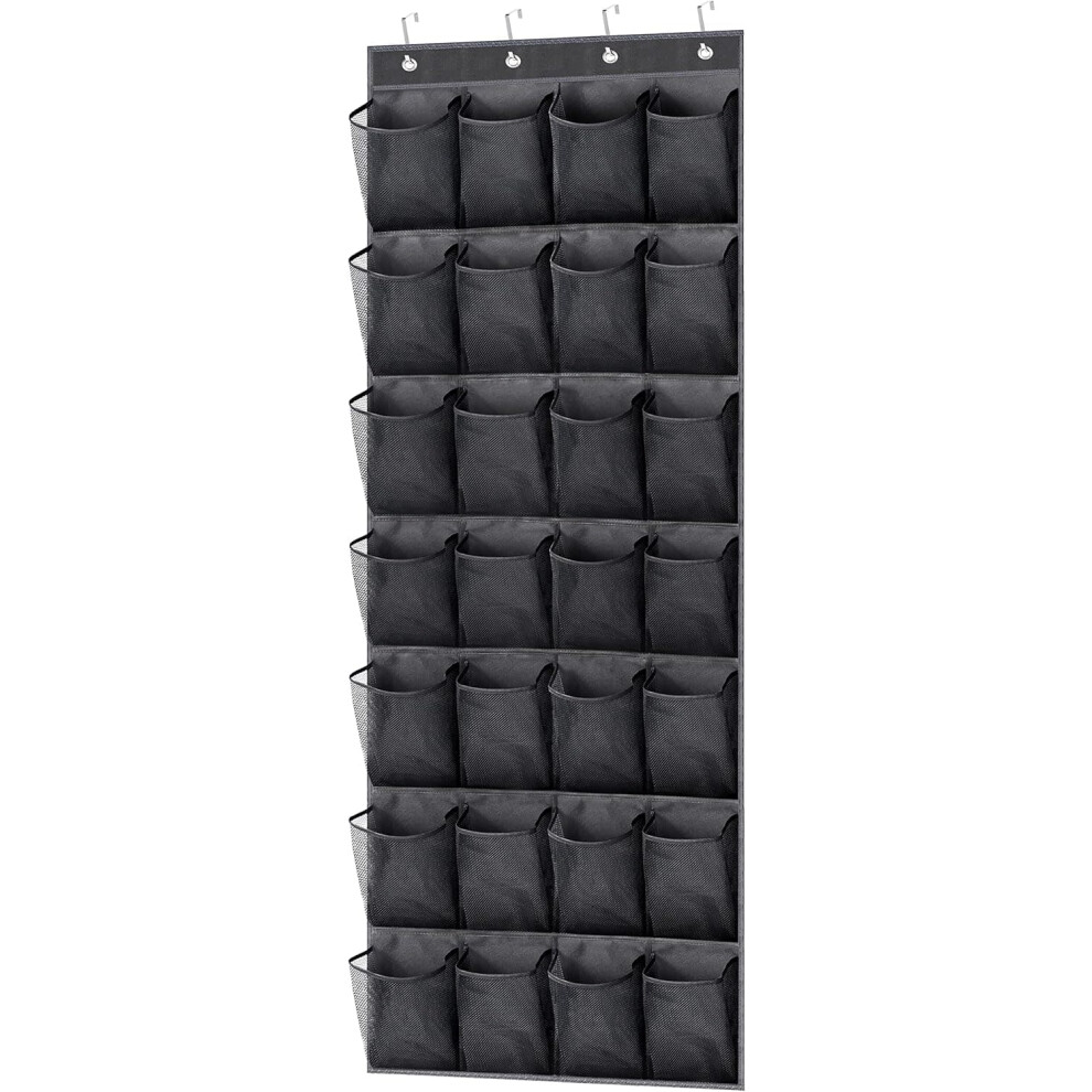 Over Door Shoe Organizer Mesh With 28 Pockets Black 962029707226