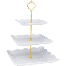 White tiered dessert platter with 3 tiers