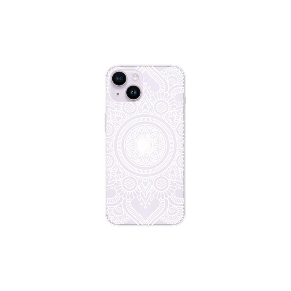 Silicone Iphone 15 Case Mandala Design Transparent White 962125894813