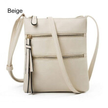 Women's crossbody bag with zipper beige