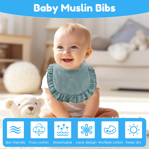 Tacar Bibí Muslin Cadáis Drool do Leanbh 6 phíosa 1