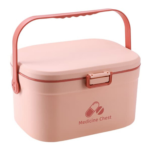 Medicine Box Portable Pill Storage 2-Layer Pink