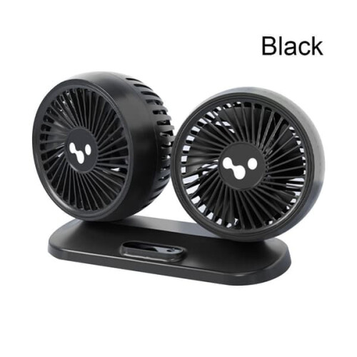Car Dual Head Cooling Fan Black