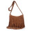 Leather Shoulder Bag with Fringes and Knitted Strap 1