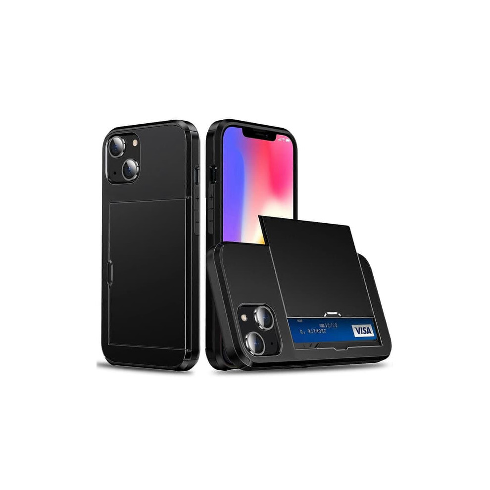 Sliding Card Holder Phone Case For Iphone 15 Tpu+Pc White 962125904758