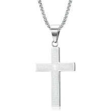 Stainless Steel Cross Necklace for Men 60cm Silver
