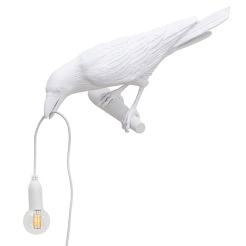 Seletti Bird Wall Lamp Black and White Resin