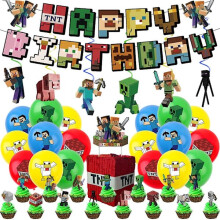 Minecraft kids party decorations set with balloons and