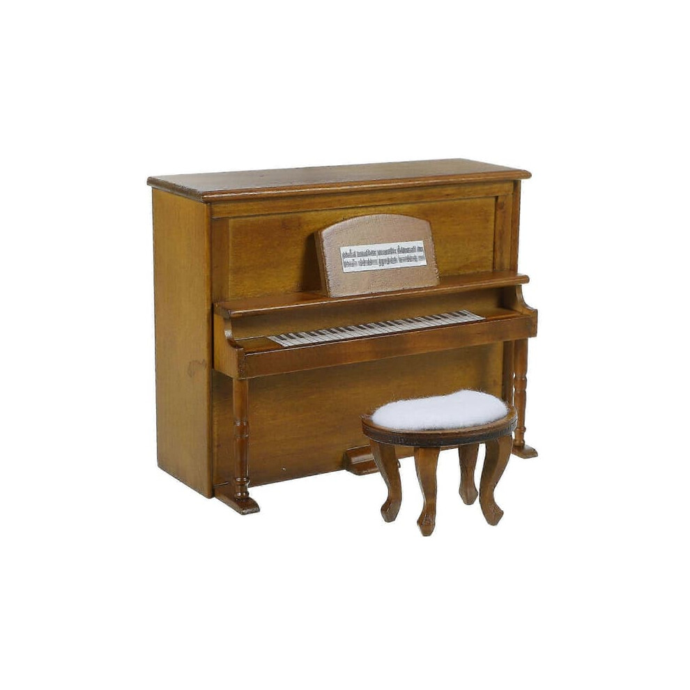 Miniature piano and stool set for dollhouse