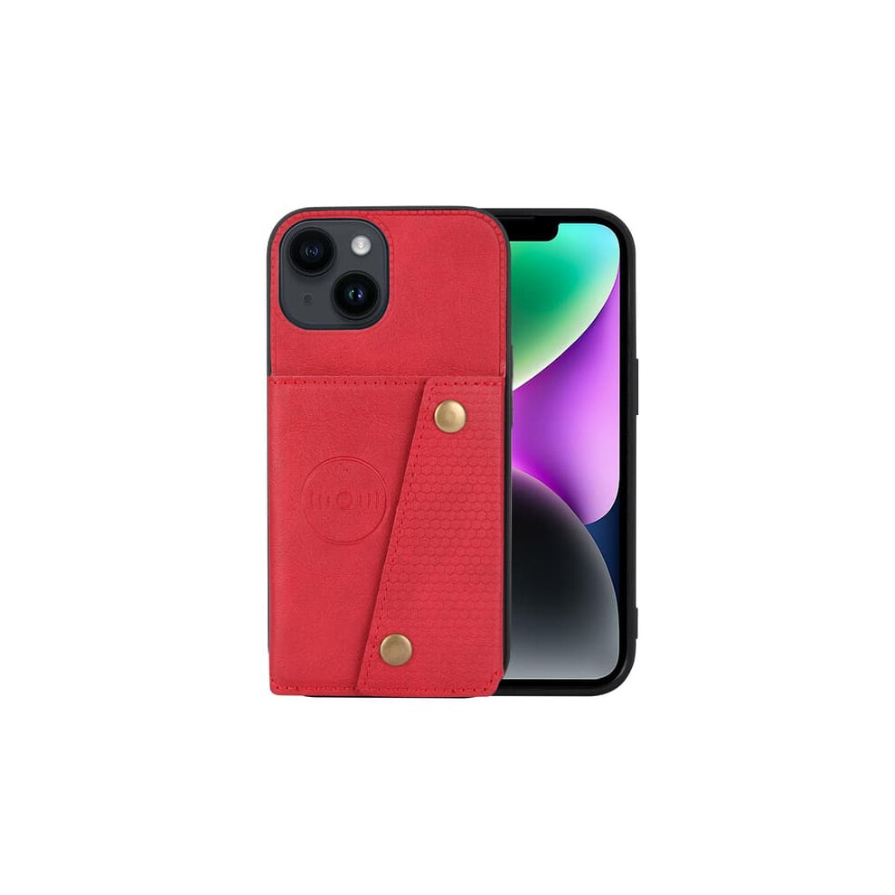 Iphone 15 Leather Wallet Case With 4 Card Slots Red 900223009166