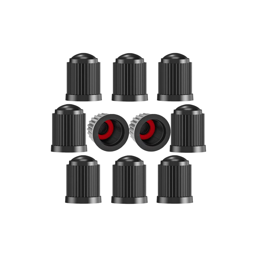 Tire Valve Caps With O-Ring Universal 10 Pcs Black 962029379041