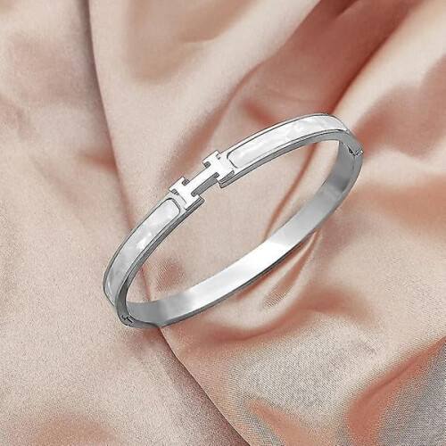 Titanium steel H-letter bracelet silver