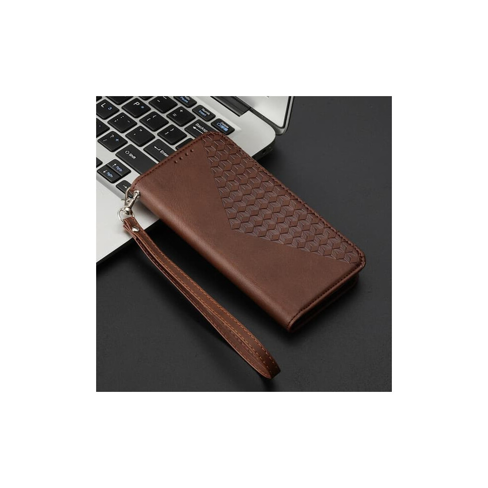 Samsung S21 Embossed Calfskin Flip Wallet Case Brown 962125905298
