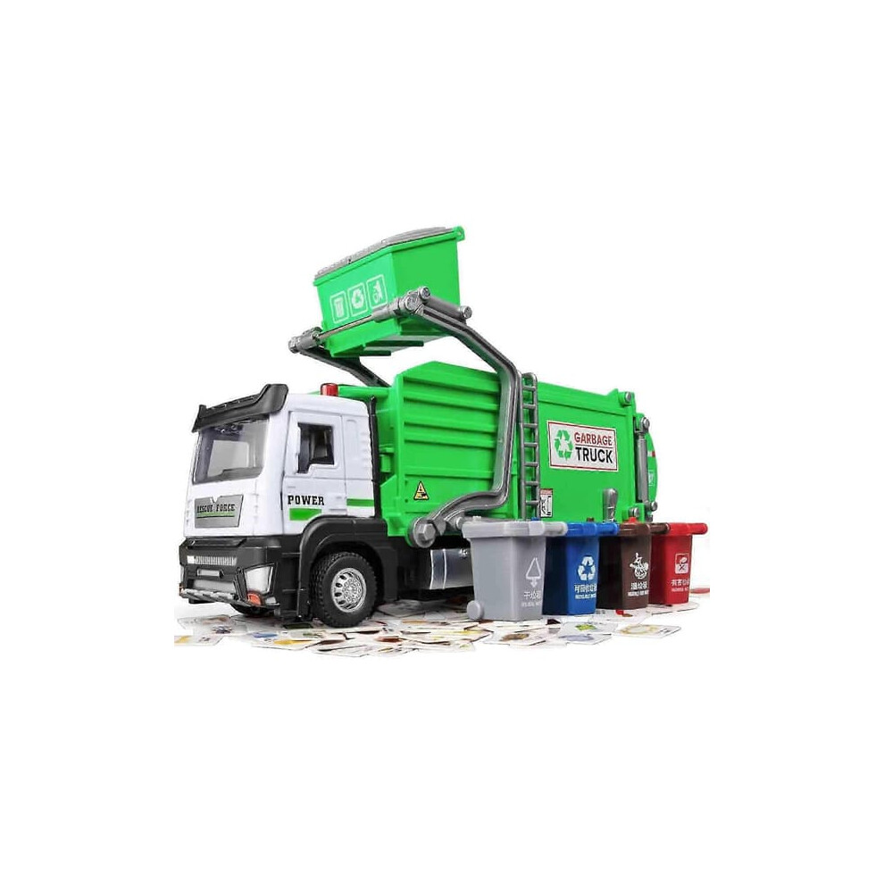 Garbage Truck Metal Diecast Toy with Lights and Sounds