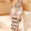 Women's quartz square watch with red stainless steel strap 2