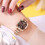 Women's quartz square watch with red stainless steel strap 3