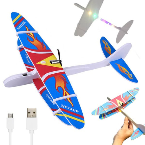 Rechargeable Glider Plane Blue Outdoor Toy