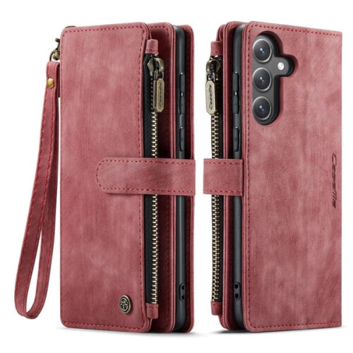 Samsung Galaxy S24 Plus luxury zipper wallet case red
