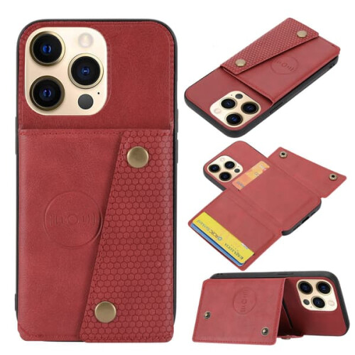 Retro iPhone 16 Pro Max case with card holder red