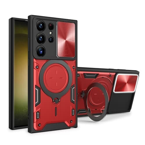 Samsung Galaxy S21 Ultra 5G case red magnetic CD texture