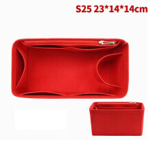Bag Organizer Felt Insert for Makeup Handbag Red Size S