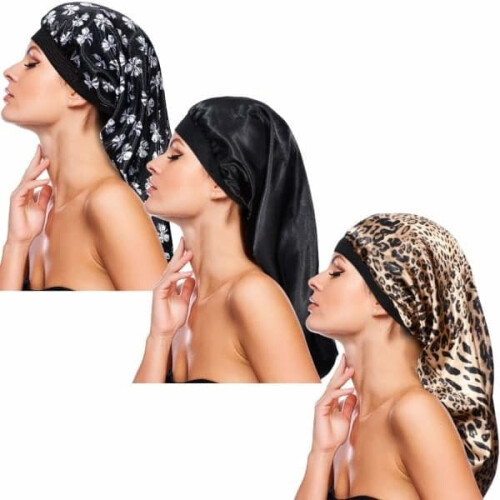Long Satin Hat Soft Elastic Band 3 Pack