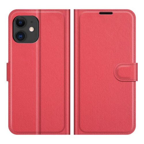Smooth Wallet Case for iPhone 12 Red