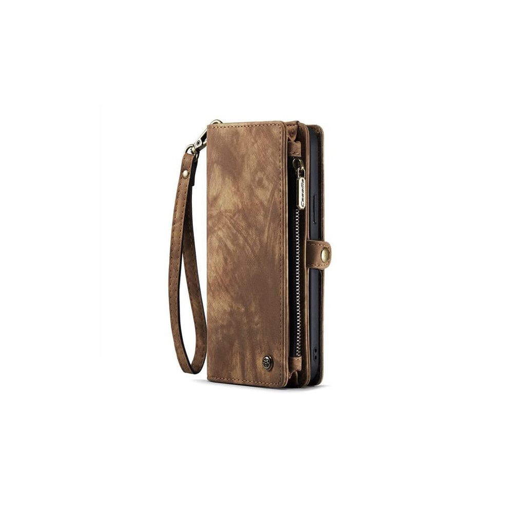 Samsung Galaxy S21 Wallet Case Dark 8 Slots Zipper Brown 900223029874