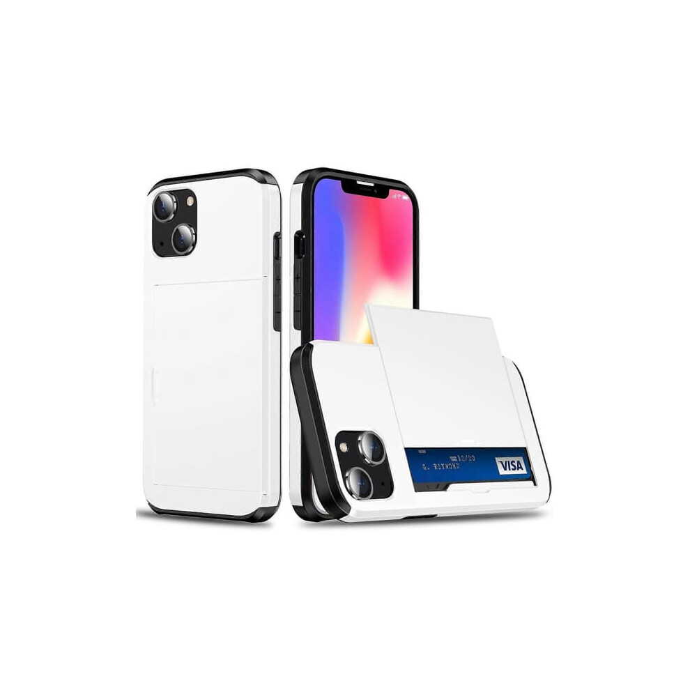 Iphone 15 Sliding Card Holder Phone Case Tpu+Pc White 962125904765