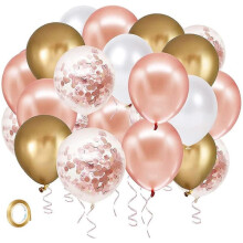 Rose Gold Confetti Latex Balloons 12 inch 60-pack