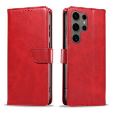 S24 Ultra leather wallet case 6 colors red