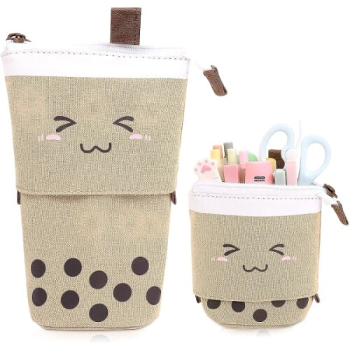 Pencil case with zipper and stand