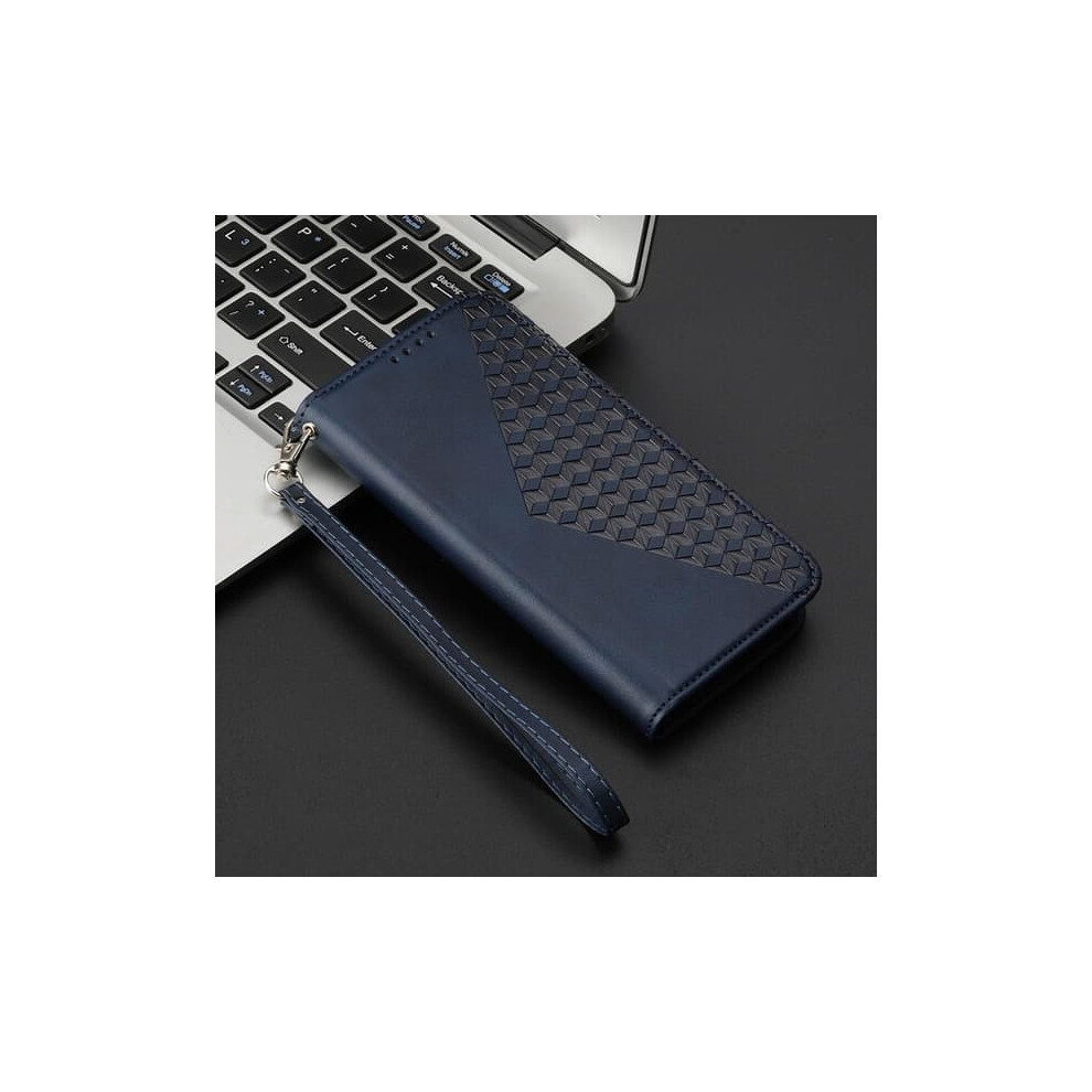 Samsung S21 Embossed Calfskin Flip Wallet Case Blue 962125905304