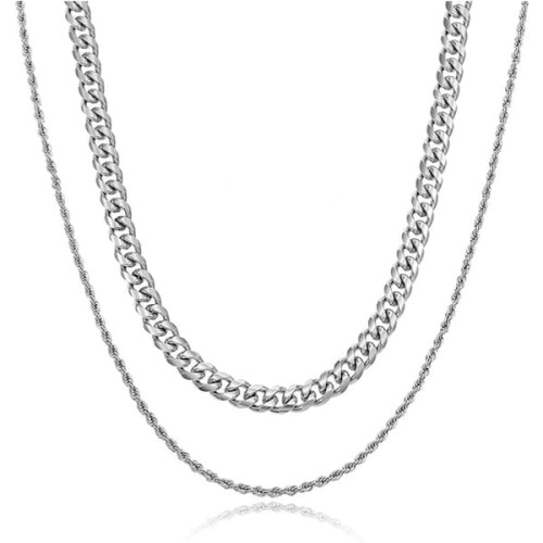 Men's double-layer necklace 60 cm