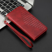 Samsung S21 flip wallet phone case red calfskin
